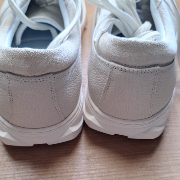 Salvatore Ferragamo White And Stone Leather And Suede Sneakers Sz. 11 - Picture 6 of 13